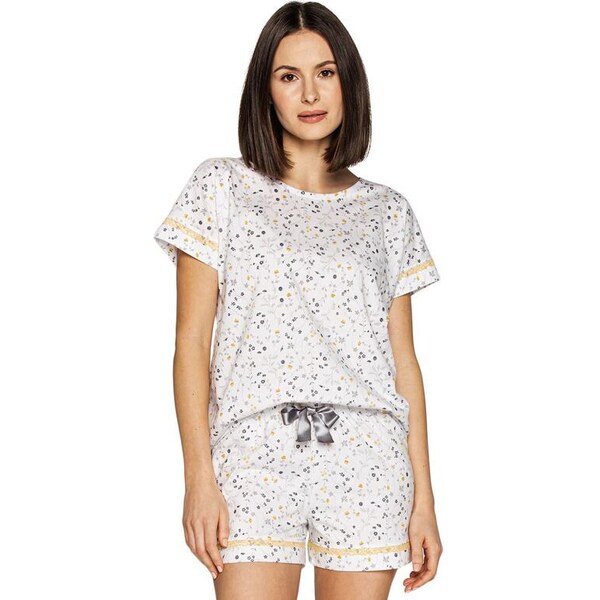 Cana Dámske pyžamo Sofia biele s kvetmi 24279308