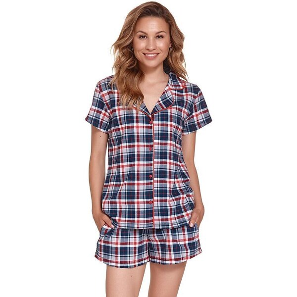 DN Nightwear Dámske pyžamo Nona červeno-modré káro 26023139