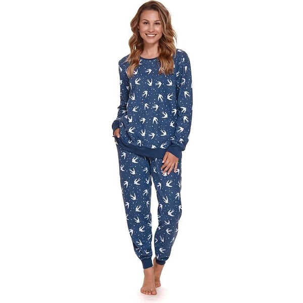 DN Nightwear Dámsky komplet Padme modrý s lastovičkami 27635006