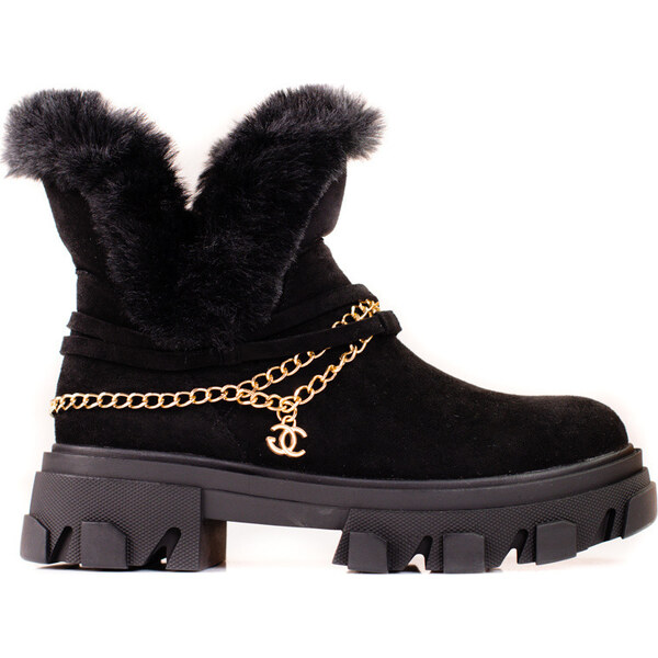 SHELOVET Čierne semišové členkové topánky na platforme A9702N-B 66148686