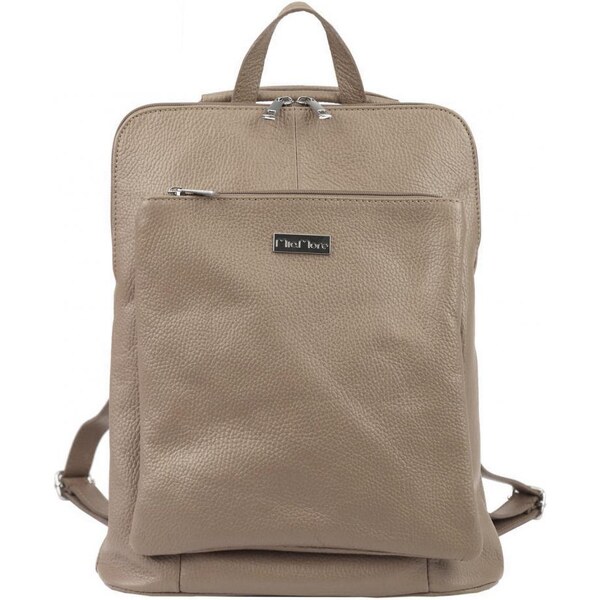 Kožený dámsky módny batôžtek s čelným vreckom MiaMore prírodne hnedý 35570506