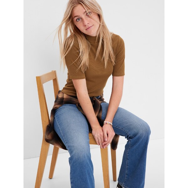 Hnedé dievčenská tričko s krátkym rukávom GAP 50513778