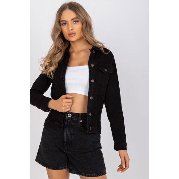 MladaModa Džínsová bunda s náprsnými vreckami model 00717 čierna 35607101
