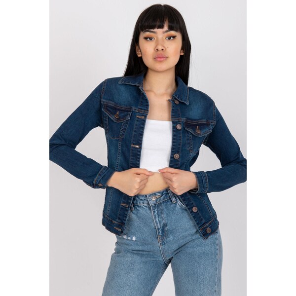 MladaModa Džínsová bunda s náprsnými vreckami model 00717 námornícka 65627646
