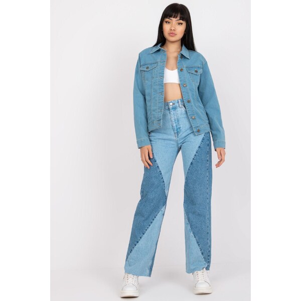 MladaModa Džínsová bunda s náprsnými vreckami model 00717 svetlomodrá 65627647