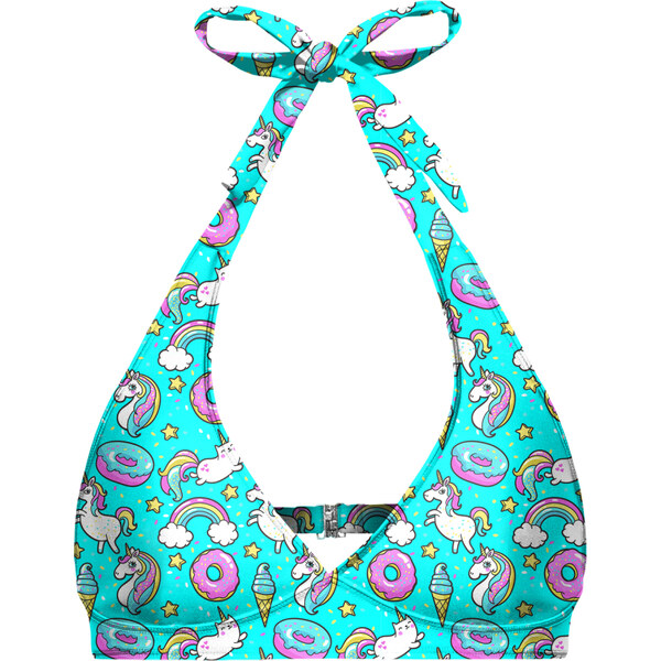 Aloha From Deer Womans Teal I Die Halter Neck Bikini Top BTH AFD572 50627843