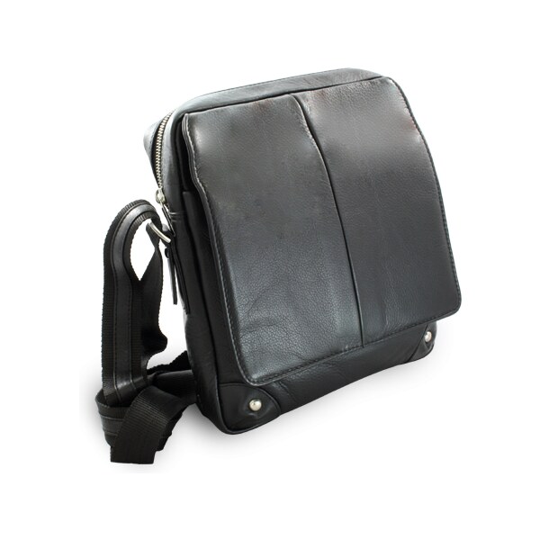 Arwel Veľký čierny kožený pánsky crossbag 215-1918-60 36559689