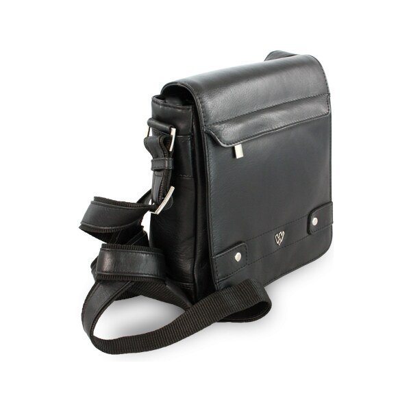 Arwel Malý čierny pánsky kožený crossbag s poklopom 215-1701-60 36559791