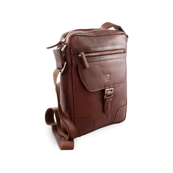 Arwel Hnedý pánsky kožený zipsový crossbag 215-1792-40 36559793