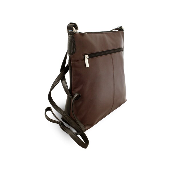 Arwel Hnedo-čierna kožená zipsová kabelka 212-3015-60/40 66065286