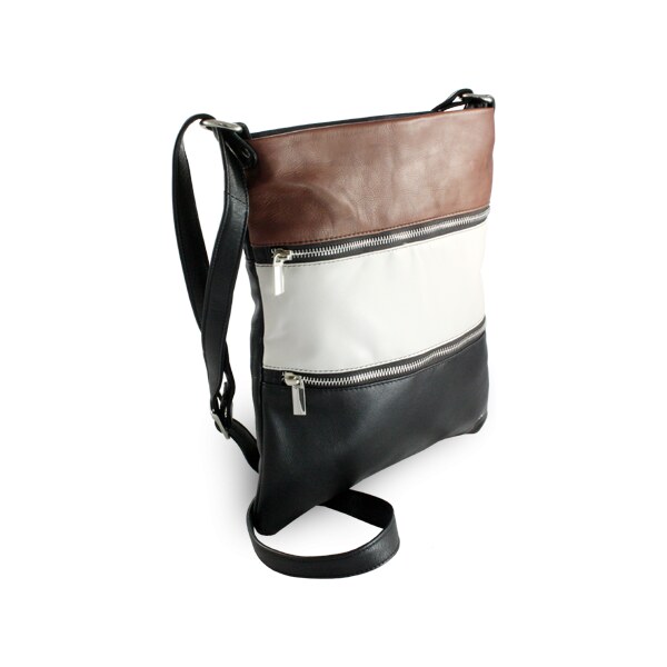 Arwel Trojfarebná kožená zipsová kabelka s popruhom 212-3066-60/20/47 66065283