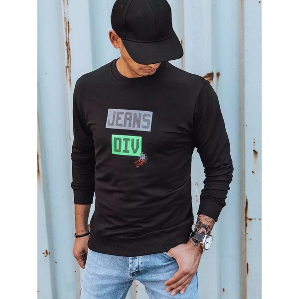 Buďchlap Čierna mikina bez kapucne s originálnou potlačou 35683806