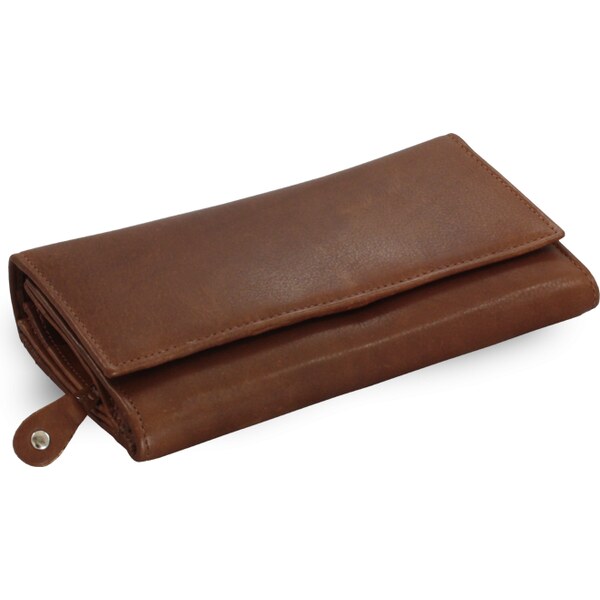 Arwel Tmavo hnedá dámska listová kožená peňaženka s poklopom 511-7120 36559912