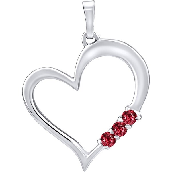 Ligot Strieborný prívesok SRDCE s červenými Swarovski zirkónmi 46720091