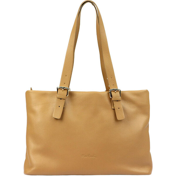 Veľká kožená kabelka cez plece Pierre Cardin piesková 35708773