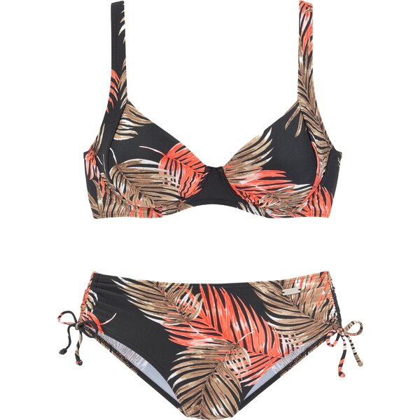 LASCANA Bikiny hnedá / oranžová / čierna / biela 54235583