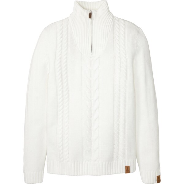 bonprix Hrubo pletený pulóver s osmičkovým vzorom, farba biela 44793219