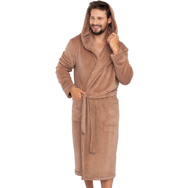 Pánsky župan Italian Fashion Mimas hnedý s kapucňou 52919638