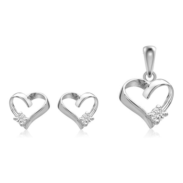 Ligot Strieborný set náušnice a prívesok srdce 46720413