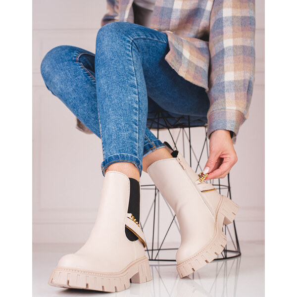 Goodin Béžové chelsea topánky s retiazkou GD-XR-623BE 35791587