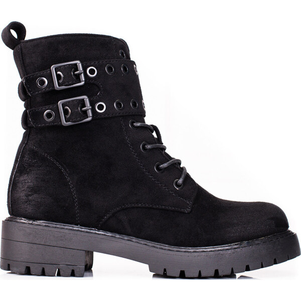 SHELOVET Čierne šnurovacie členkové topánky s prackami K22007A-B 66148677