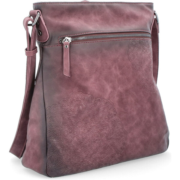 Kabelka zo syntetickej kože crossbody Indee vínová 6289 BO 64019739