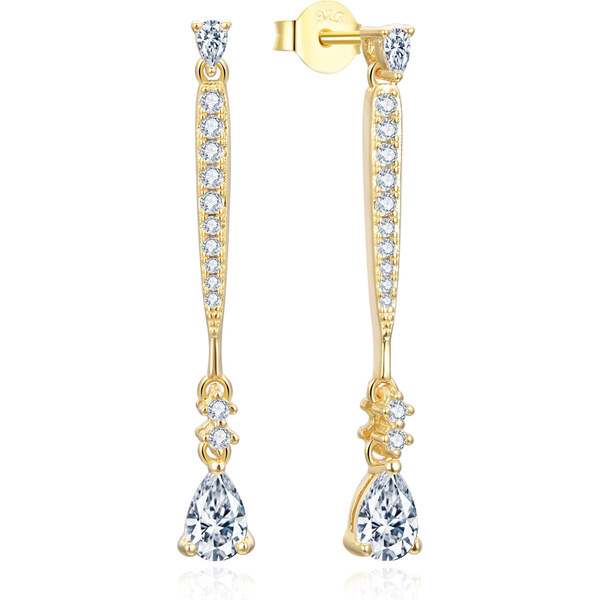 Beneto Exkluzívne pozlátené visiace náušnice so zirkónmi AGUP3300W 66583291