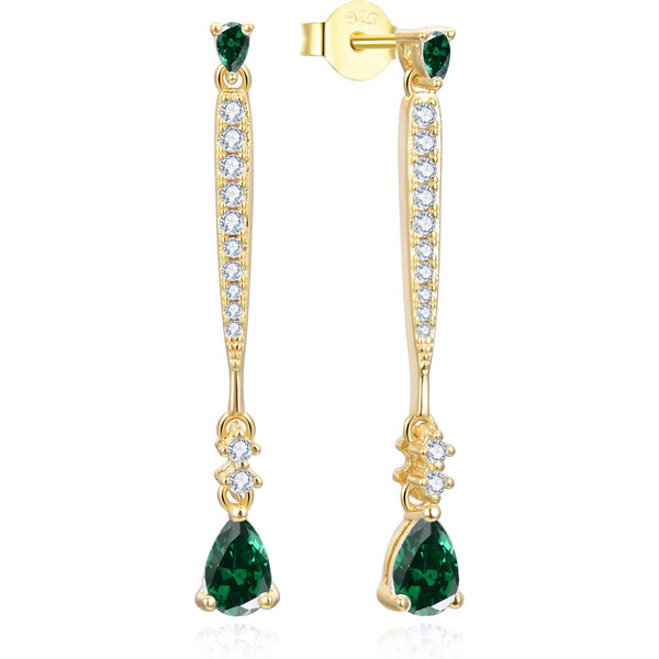 Beneto Exkluzívne pozlátené visiace náušnice so zirkónmi AGUP3300GR 66581073