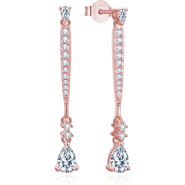 Beneto Exkluzívne bronzové visiace náušnice so zirkónmi AGUP3300W-ROSE 66591205