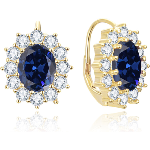 Beneto Výrazné náušnice s modrými zirkónmi AGUC3295BL-GOLD 66581287