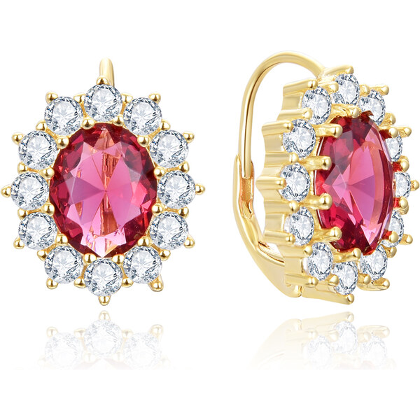 Beneto Výrazné náušnice s červenými zirkónmi AGUC3295R-GOLD 66581057