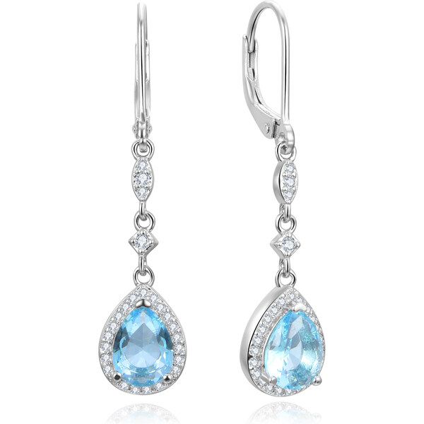 Beneto Nádherné strieborné náušnice so svetlo modrými zirkónmi 66586629