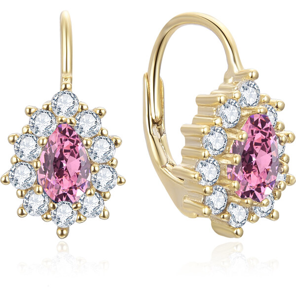 Beneto Pozlátené náušnice s ružovými zirkónmi AGUC3298P-GOLD 66584349