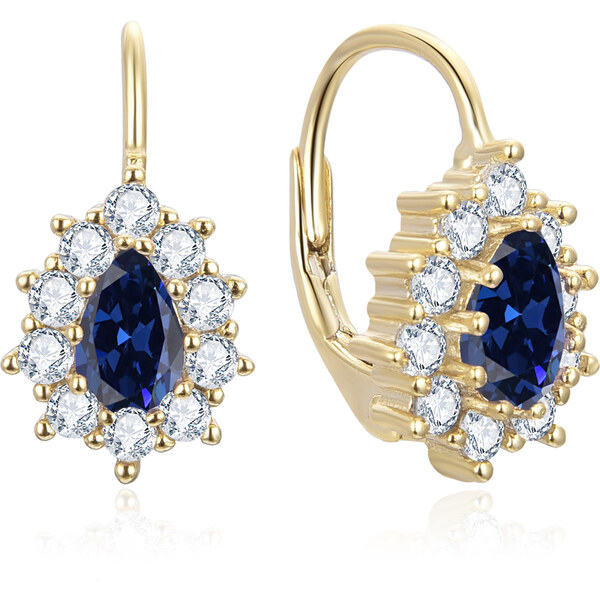 Beneto Pozlátené náušnice s modrými zirkónmi AGUC3298BL-GOLD 66590309