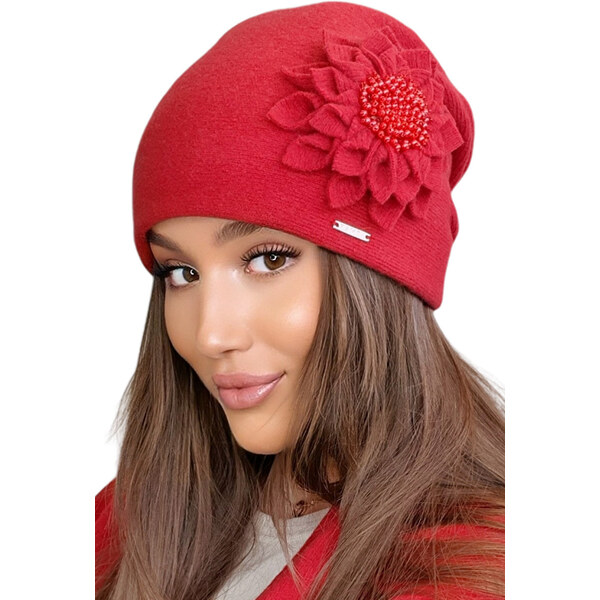 Kamea Červená dámska elegantná čiapka Cruz , Farba červená 35902129