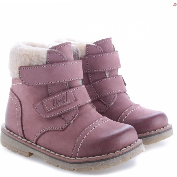 Detské zimné kožené topánky s membránou a ovčou vlnou Emel EV2447C-4 46771594