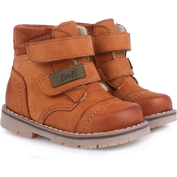 Detské zimné kožené topánky s membránou Te-Por a ovčou vlnou Emel 46771596