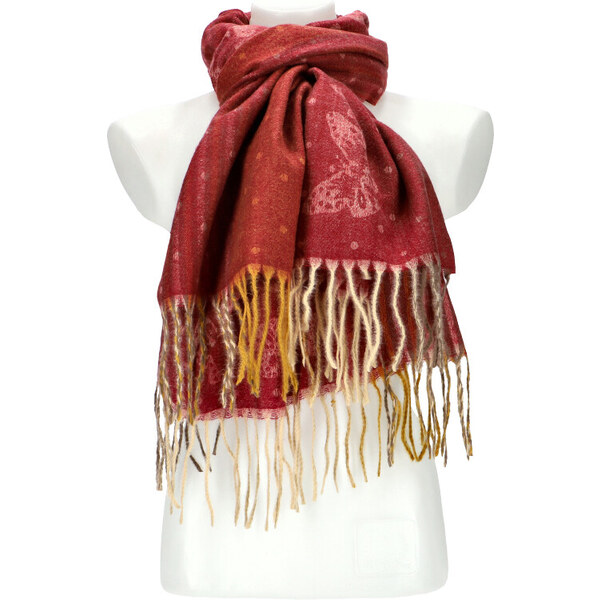 Cashmere Dámsky červený teplý dlhý zimný šál 200x70 cm 35943885