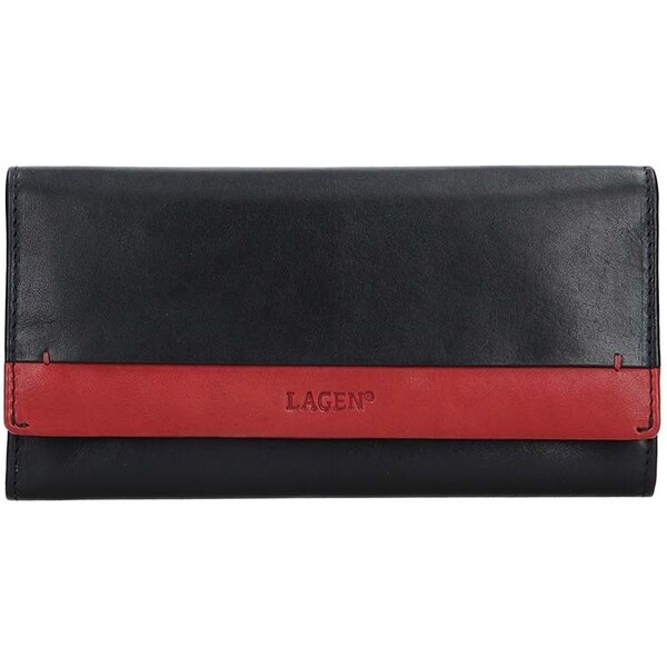 Dámska kožená peňaženka LAGEN 50400 - ČIERNA/ČERVENÁ - BLK/CARDINAL 35954235