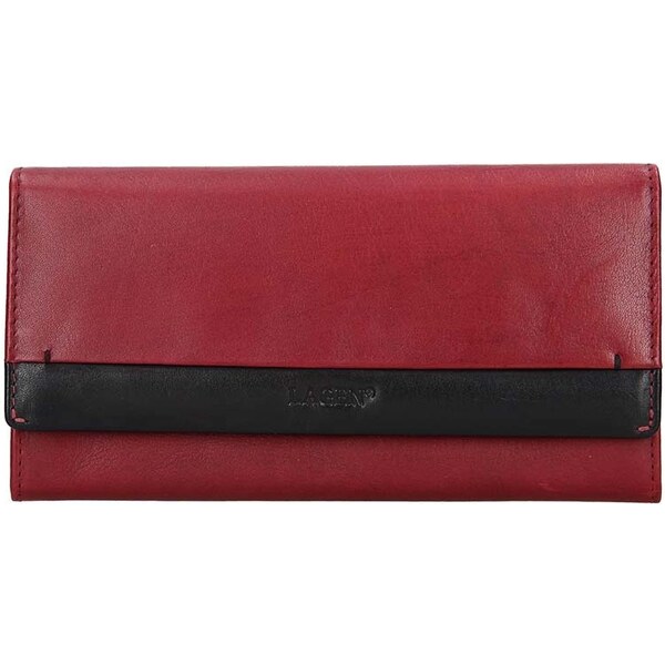 Dámska kožená peňaženka LAGEN 50400 - ČERVENÁ/ČIERNA - CARDINAL/BLK 35954234