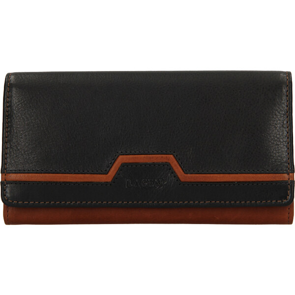 Dámska kožená peňaženka LAGEN BLC/4787/720 - HNEDÁ/ČIERNA - CGN/BLK 58222804