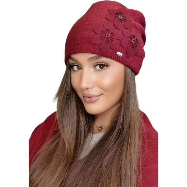Kamea Bordová módna dámska zimná čiapka Teona, Farba bordová 35957168