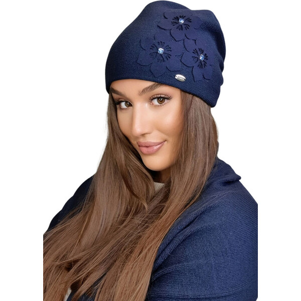Kamea Tmavomodrá módna dámska zimná čiapka Teona, Farba tmavomodrá 35957167