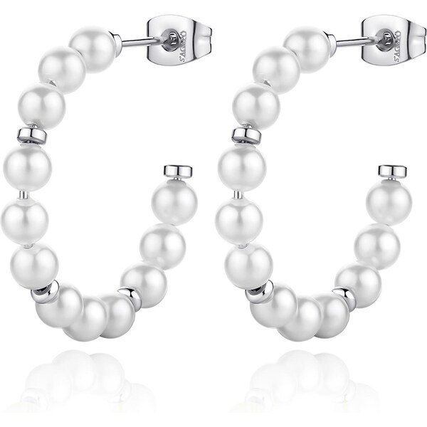 SAgapõ Otvorené oceľové kruhy s perličkami Wisdom SWI25 66579890