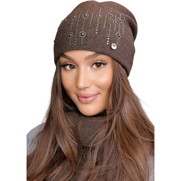 Kamea Hnedá dámska štýlová zimná čiapka Eleni, Farba hnedá 35993445