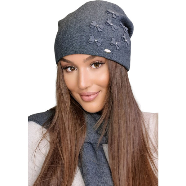 Kamea Grafitová štýlová dámska zimná čiapka Cyria, Farba grafitová 35993464
