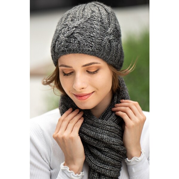Paolo Peruzzi Dámska súprava čiapka + šál ZZ-12-GR | šedá ZZ-12-GR 36019398