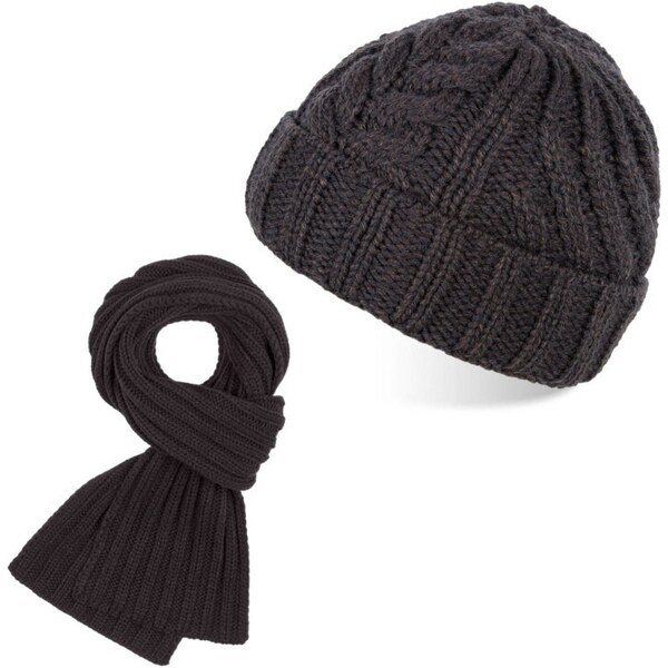 Paolo Peruzzi Dámska súprava čiapka + šál ZZ-14-DBBR | tmavohnedá ZZ 36019401