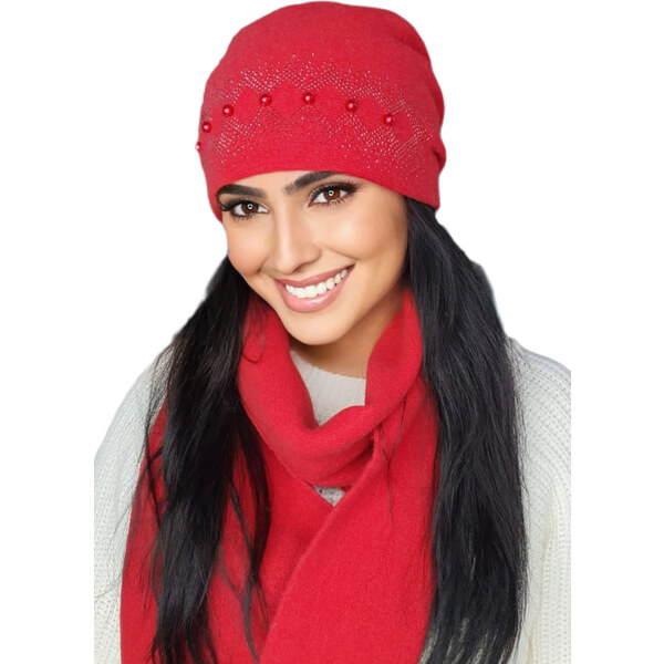 Kamea Červená dámska trendy zimná čiapka Iman, Farba červená 36031886