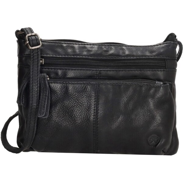 Hide & Stitches Čierna kožená crossbody kabelka „Bonavitta“ 64919536